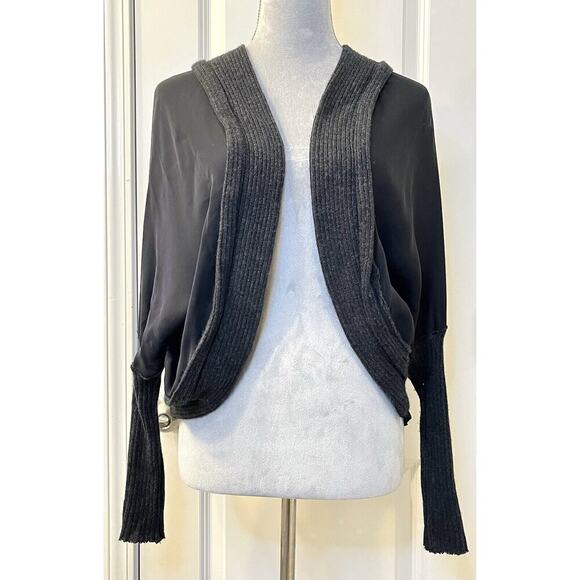 HEATHER Silk/Cashmere/Wool Blend Women’s Open Front Cropped Sweater Quiet Luxury - Picture 1 of 7